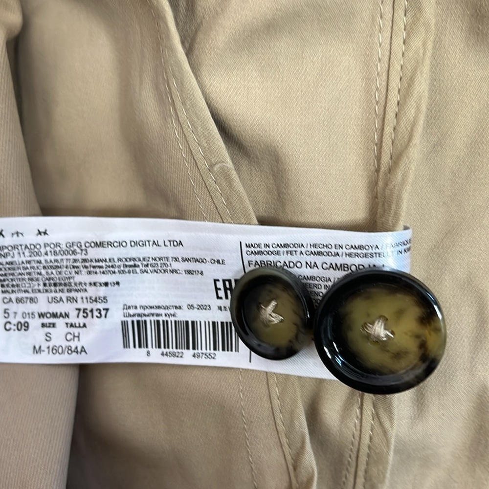 MNG Sleeveless Button-Down Trench Coat Khaki Small - Picture 12 of 13